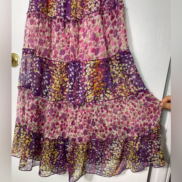 Chaudry KC Bohemian Floral Maxi Skirt multicolor elastic waist Size XS/S NWT - Picture 4 of 9